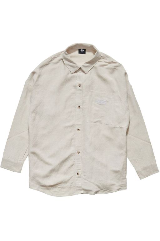 Stussy Womens Shoreline BF Linen Shirt Leisure Sets White - HIJTR2458